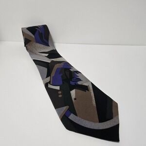 Z UOMO A.O. 1999 Silk Tie Hand Made in Italy Geometric Neck Tie 58"L x 3.5"W